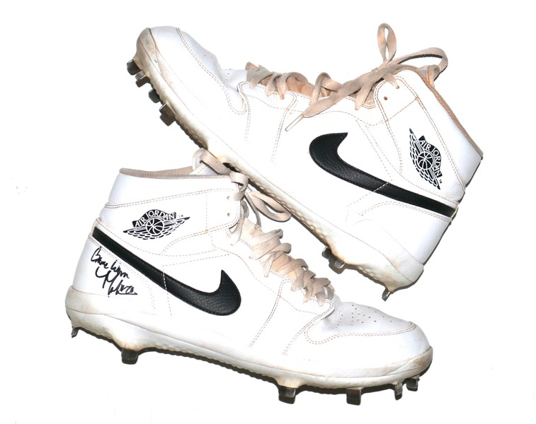 Tyler Tolve 2026 Columbus Clingstones #20 Game Worn & Signed White & Black Air Jordan Cleats