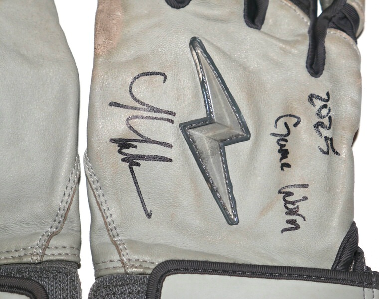 Tyler Tolve Rome Emperors Game Worn & Signed Grey Bruce Bolt Batting Gloves