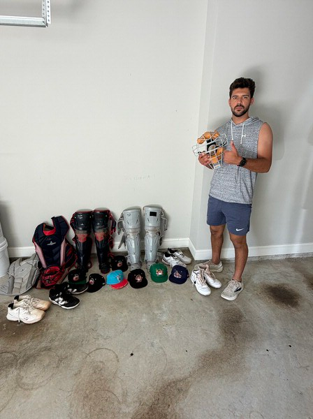 Tyler Tolve with Rome Emperors Game Worn & Signed Bruce Bolt Batting Gloves