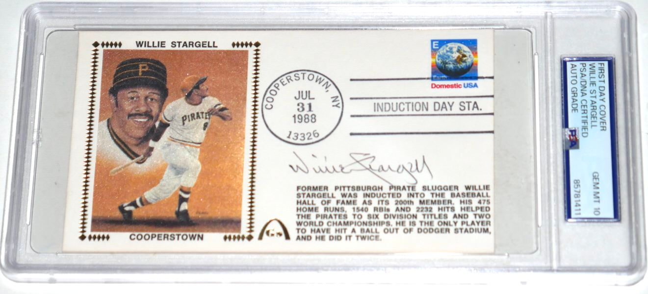 Willie Stargell Signed 1988 Cooperstown First Day Cover Cachet Envelope - PSA Graded Gem Mint 10!