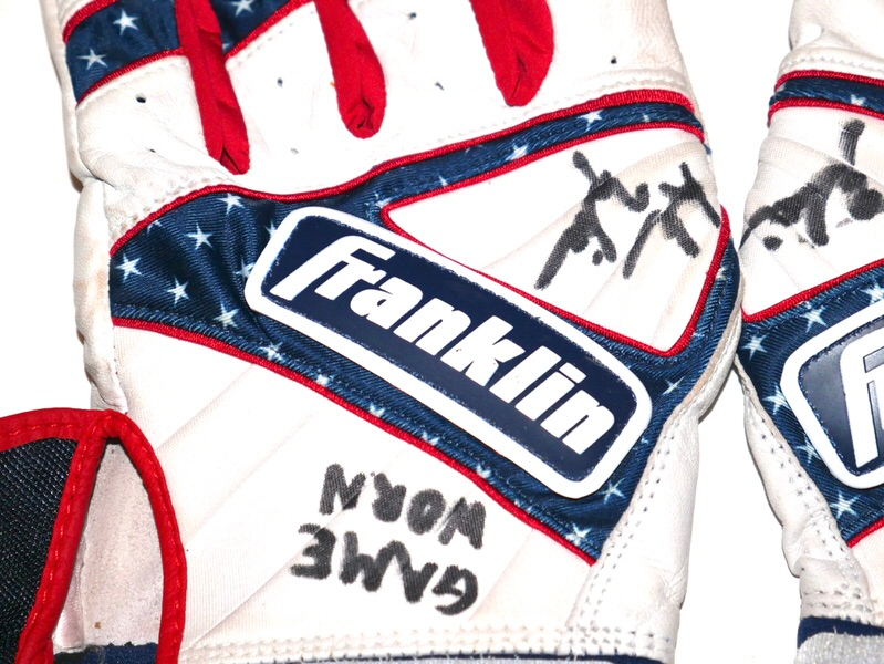 Adam Zebrowski 2024 Rome Emperors Game Worn & Signed July 4th Stars and Stripes Franklin Batting Gloves