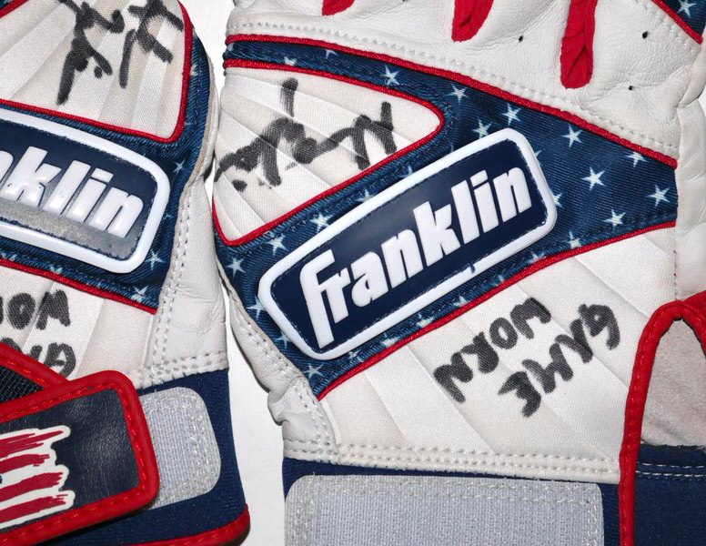 Adam Zebrowski 2024 Rome Emperors Game Worn & Signed July 4th Stars and Stripes Franklin Batting Gloves