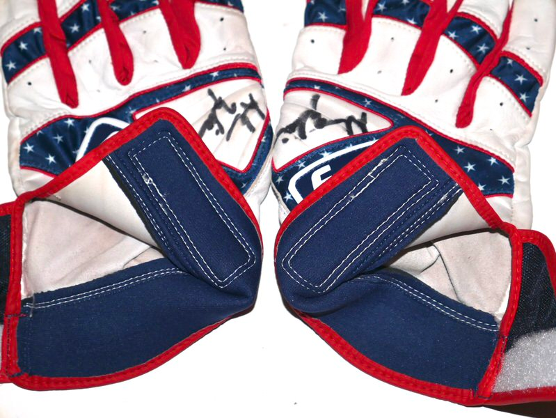 Adam Zebrowski 2024 Rome Emperors Game Worn & Signed July 4th Stars and Stripes Franklin Batting Gloves