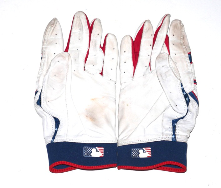 Adam Zebrowski 2024 Rome Emperors Game Worn & Signed July 4th Stars and Stripes Franklin Batting Gloves