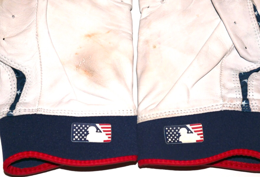 Adam Zebrowski 2024 Rome Emperors Game Worn & Signed July 4th Stars and Stripes Franklin Batting Gloves