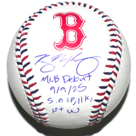 Connelly Early Signed LE OML Boston Red Sox Logo Baseball Inscribed MLB Debut 9 9 25 5.0 IP, 11K, 1st W MLB & Fanatics