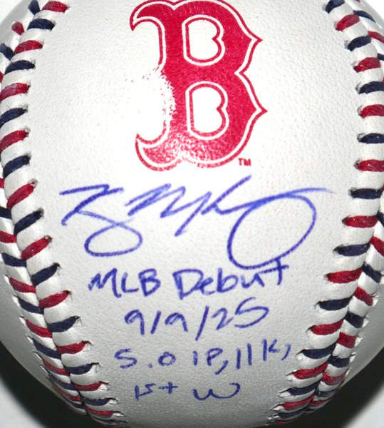 Connelly Early Signed LE OML Boston Red Sox Logo Baseball Inscribed MLB Debut 9 9 25 5.0 IP, 11K, 1st W MLB & Fanatics
