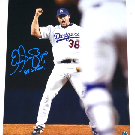 Eric Gagne Signed Los Angeles Dodgers 11x14 Photo Inscribed "Cy 03" & "84 In A Row" (AWM)