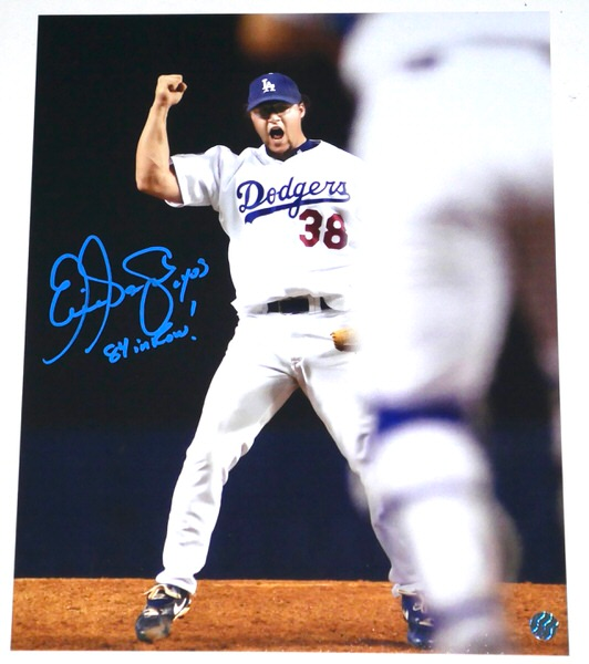 Eric Gagne Signed Los Angeles Dodgers 11x14 Photo Inscribed "Cy 03" & "84 In A Row" (AWM)