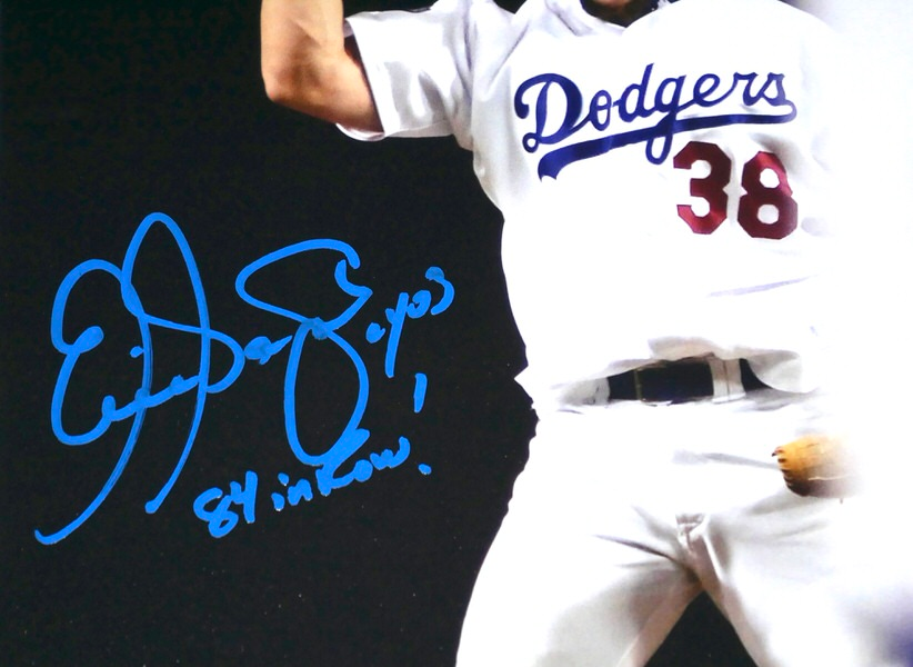 Eric Gagne Signed Los Angeles Dodgers 11x14 Photo Inscribed "Cy 03" & "84 In A Row" (AWM)