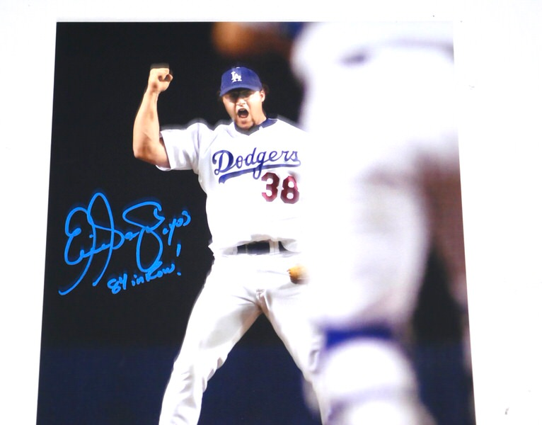Eric Gagne Signed Los Angeles Dodgers 11x14 Photo Inscribed "Cy 03" & "84 In A Row" (AWM)