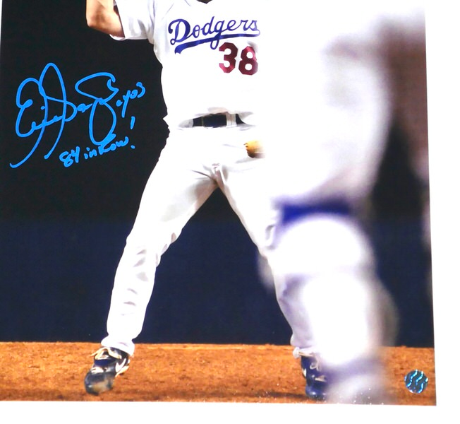 Eric Gagne Signed Los Angeles Dodgers 11x14 Photo Inscribed "Cy 03" & "84 In A Row" (AWM)