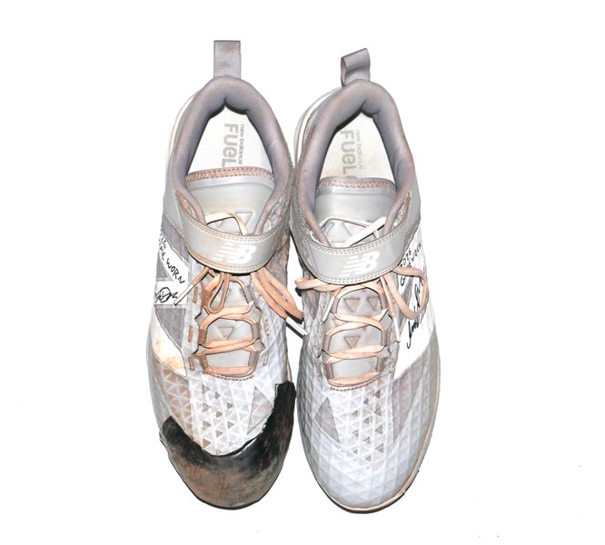 Indigo Diaz 2026 Amarillo Sod Poodles Game Worn & Signed Grey & White New Balance FuelCell Cleats