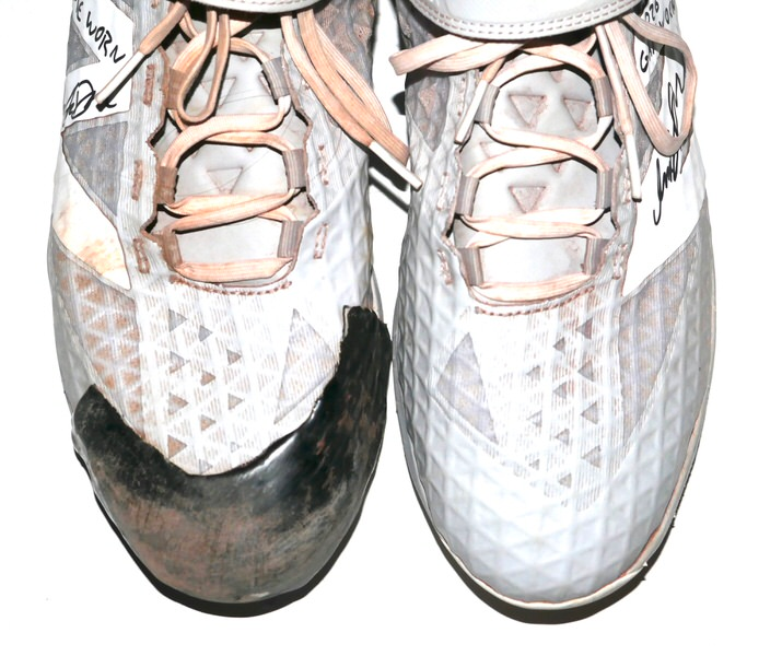 Indigo Diaz 2026 Amarillo Sod Poodles Game Worn & Signed Grey & White New Balance FuelCell Cleats