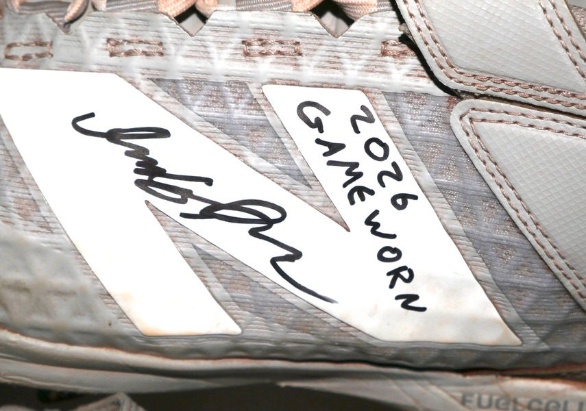Indigo Diaz 2026 Amarillo Sod Poodles Game Worn & Signed Grey & White New Balance FuelCell Cleats