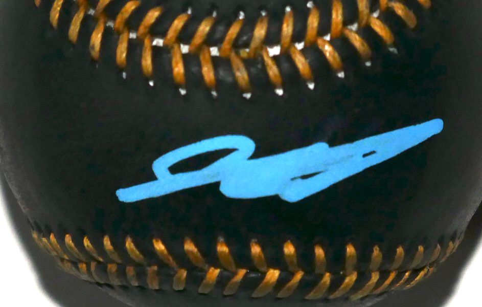 Sebastian Walcott Texas Rangers Signed Rawlings Official Black Leather Major League Baseball - Beckett Witnessed