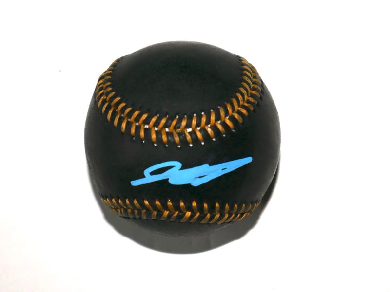 Sebastian Walcott Texas Rangers Signed Rawlings Official Black Leather Major League Baseball - Beckett Witnessed