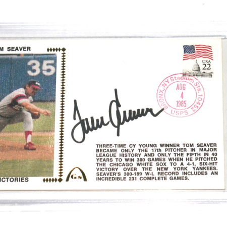 Tom Seaver Chicago White Sox Signed 1985 300 Victories First Day Cover Cachet Envelope - PSA Graded Gem Mint 10!!!