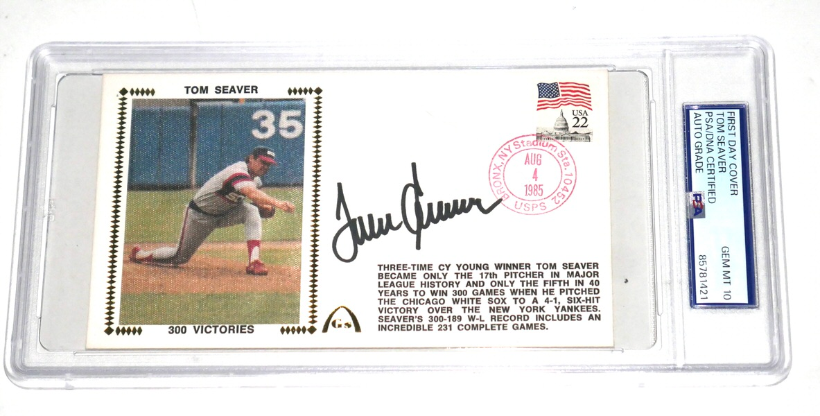 Tom Seaver Chicago White Sox Signed 1985 300 Victories First Day Cover Cachet Envelope - PSA Graded Gem Mint 10!!!