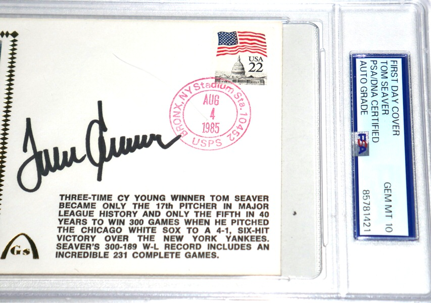 Tom Seaver Chicago White Sox Signed 1985 300 Victories First Day Cover Cachet Envelope - PSA Graded Gem Mint 10!!!