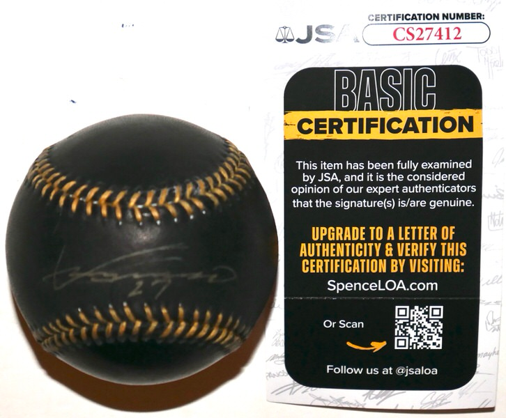 Vladimir Guerrero Sr. Signed Black MLB Baseball | Angels | JSA