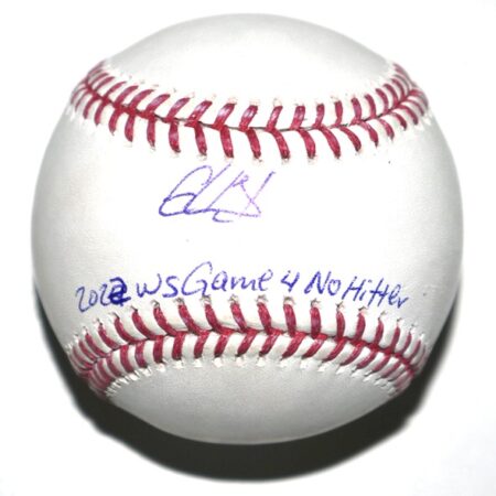 Cristian Javier Houston Astros Signed OML Baseball with “2022 WS Game 4 No Hitter” Inscription – Beckett Witnessed