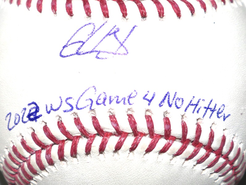 Cristian Javier Houston Astros Signed OML Baseball with “2022 WS Game 4 No Hitter” Inscription – Beckett Witnessed