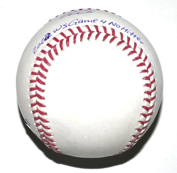 Cristian Javier Houston Astros Signed OML Baseball with “2022 WS Game 4 No Hitter” Inscription – Beckett Witnessed