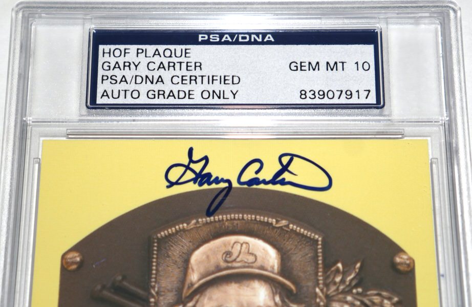 Gary Carter Montreal Expos Signed Hall of Fame Plaque Postcard – PSA GEM MT 10