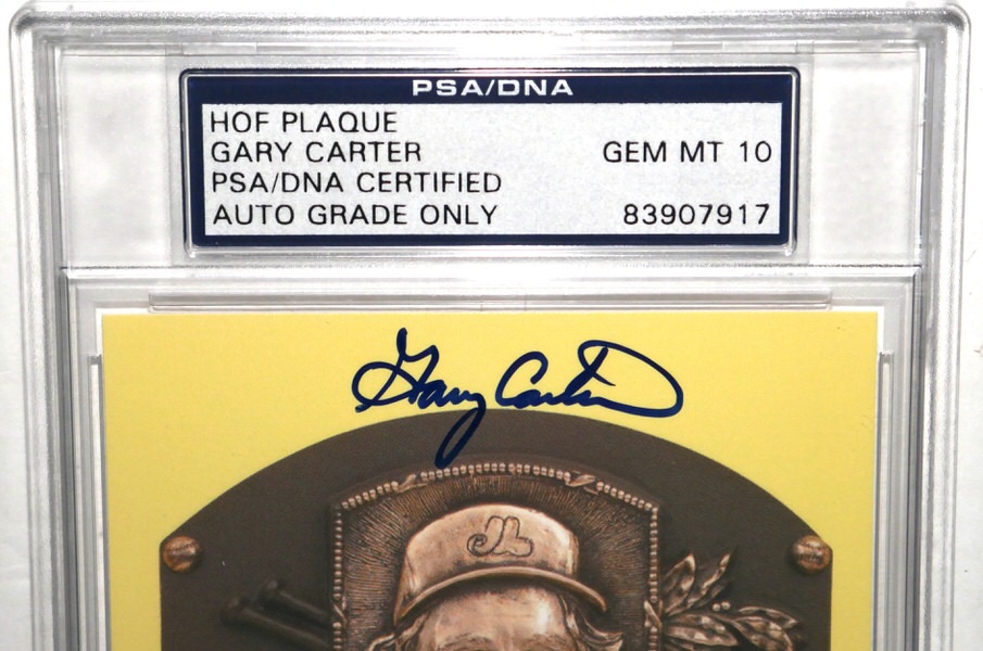 Gary Carter Montreal Expos Signed Hall of Fame Plaque Postcard – PSA GEM MT 10