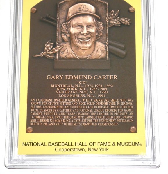 Gary Carter Montreal Expos Signed Hall of Fame Plaque Postcard – PSA GEM MT 10