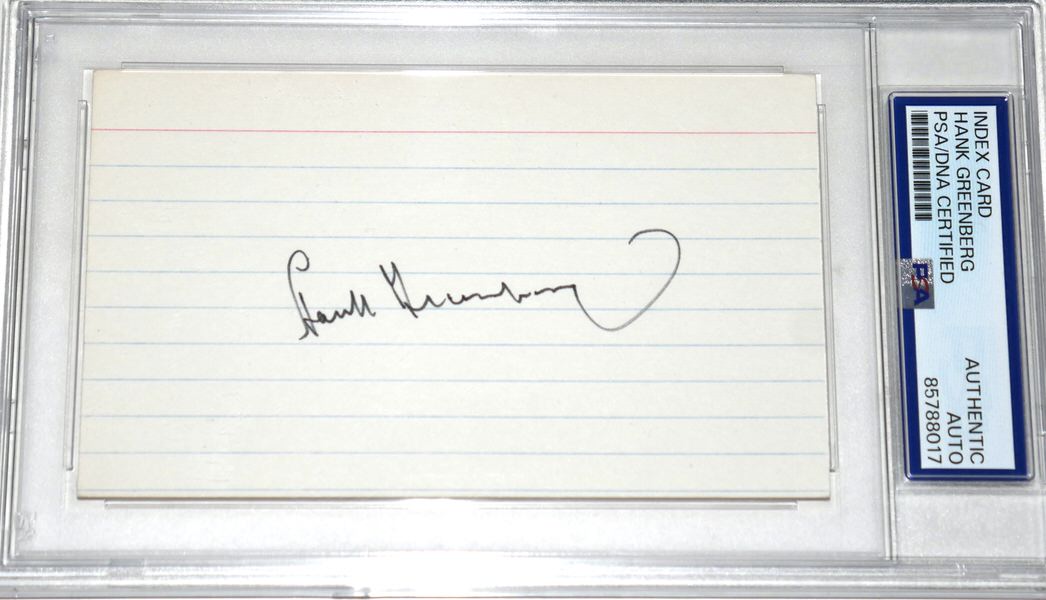 Hank Greenberg Detroit Tigers Signed 3x5 Index Card – Autographed MLB Memorabilia (PSA DNA Encapsulated)