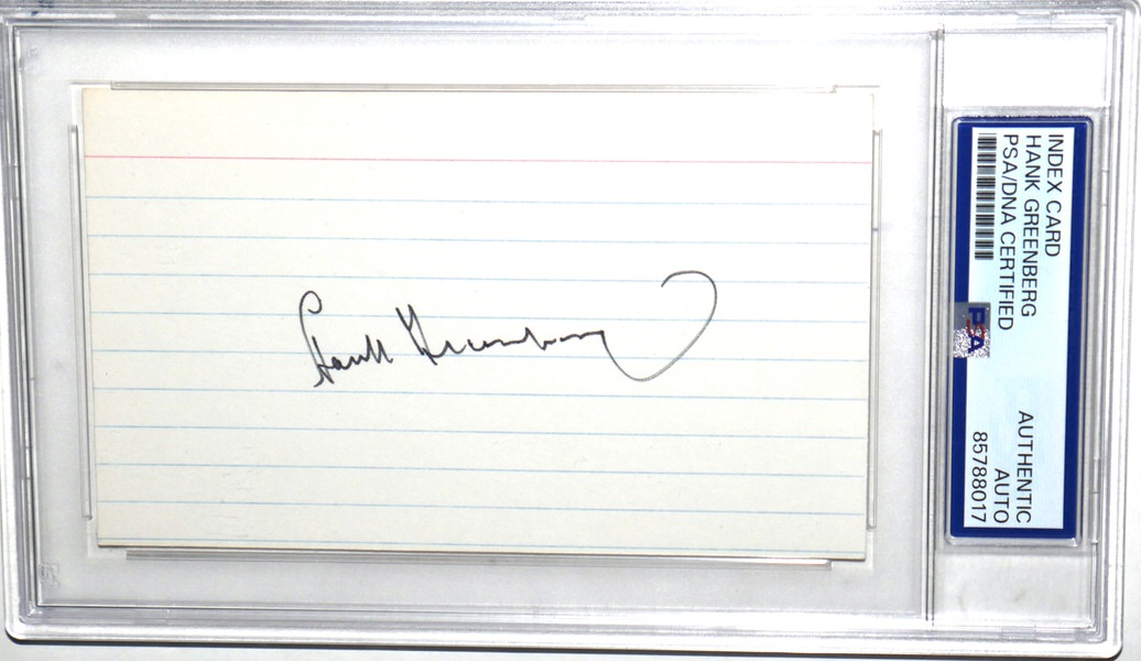 Hank Greenberg Detroit Tigers Signed 3x5 Index Card – Autographed MLB Memorabilia (PSA DNA Encapsulated)