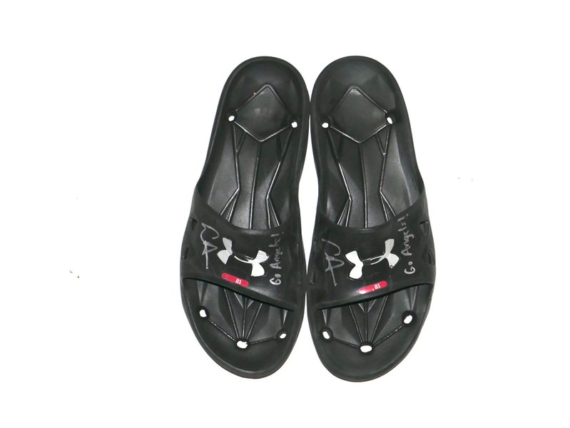 Logan Davidson 2025 Los Angeles Angels Rookie Year Locker Room Worn & Signed Black & Grey Under Armour Slides