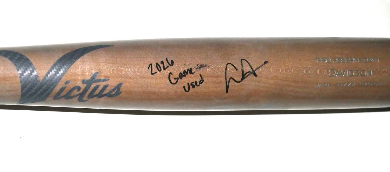 Logan Davidson 2026 Durham Bulls Game Used & Signed Victus Baseball Bat - CRACKED