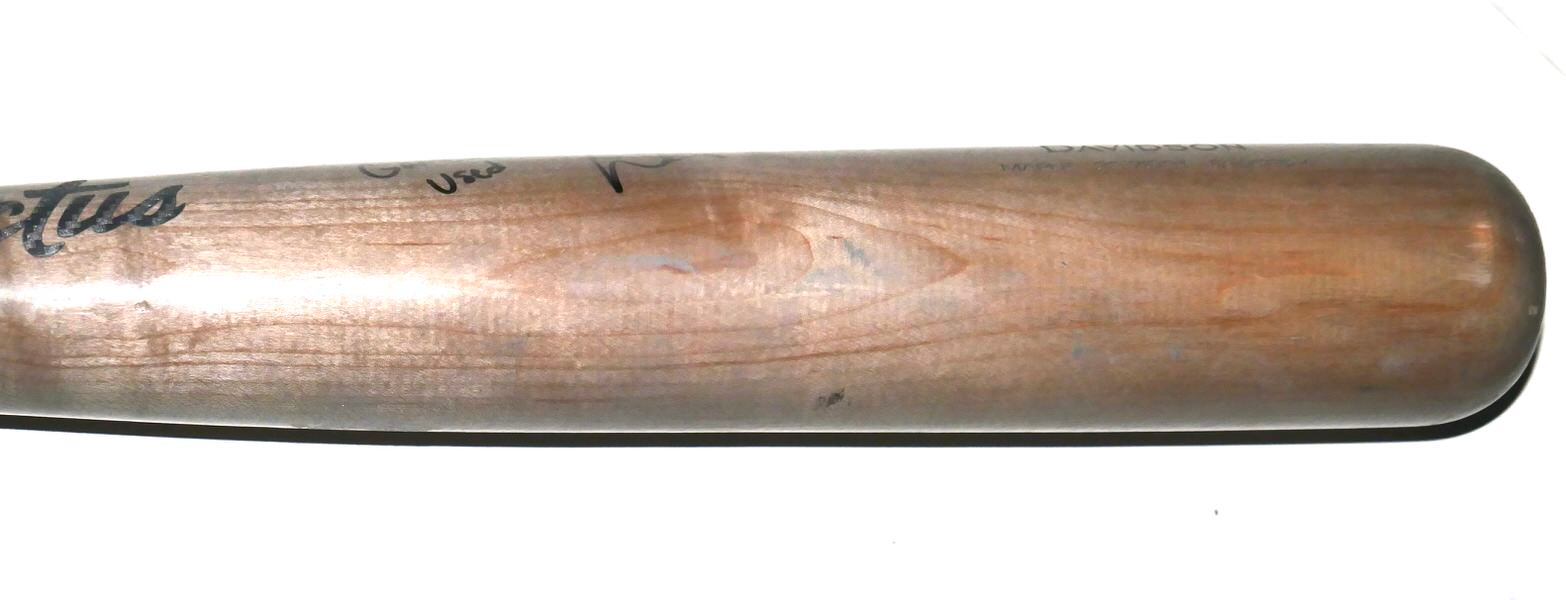 Logan Davidson 2026 Durham Bulls Game Used & Signed Victus Baseball Bat - CRACKED