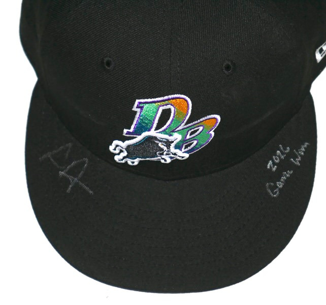Logan Davidson Game Worn & Signed Official Durham Bulls New Era Rays Theme Night 59FIFTY Fitted Hat