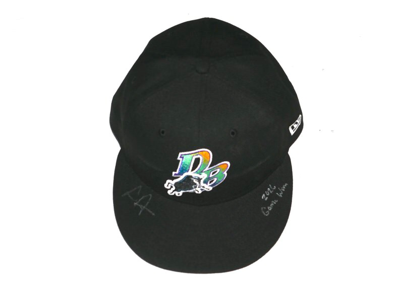 Logan Davidson Game Worn & Signed Official Durham Bulls New Era Rays Theme Night 59FIFTY Fitted Hat