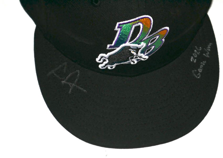 Logan Davidson Game Worn & Signed Official Durham Bulls New Era Rays Theme Night 59FIFTY Fitted Hat