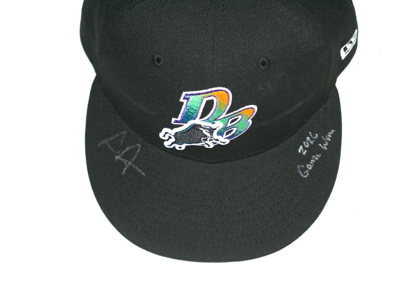 Logan Davidson Game Worn & Signed Official Durham Bulls New Era Rays Theme Night 59FIFTY Fitted Hat