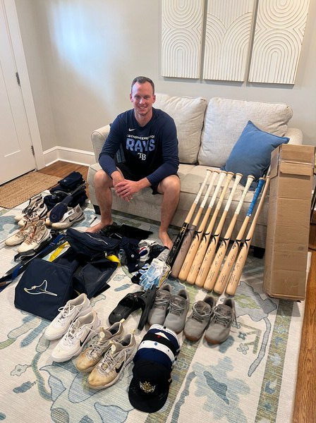 Logan Davidson with 2026 Tampa Bay Rays Game Worn & Signed Franklin Baseball Arm Sleeve