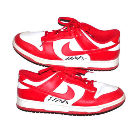 Logan O'Hoppe Los Angeles Angels #14 Training Worn & Signed White & Red Nike Shoes