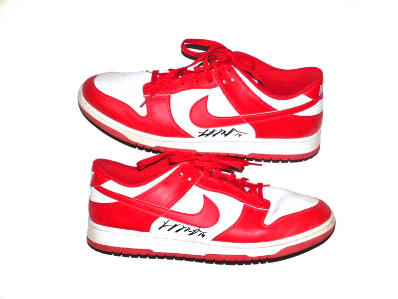 Logan O'Hoppe Los Angeles Angels #14 Training Worn & Signed White & Red Nike Shoes