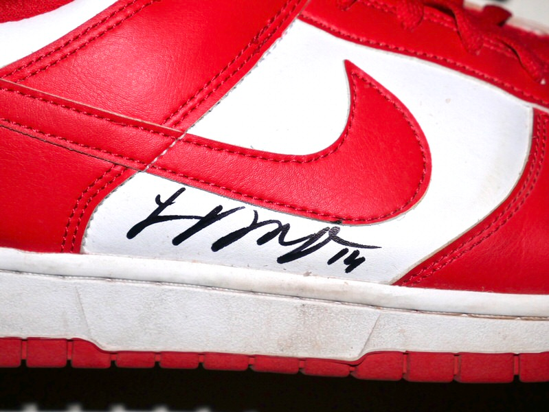 Logan O'Hoppe Los Angeles Angels #14 Training Worn & Signed White & Red Nike Shoes