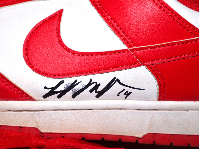 Logan O'Hoppe Los Angeles Angels #14 Training Worn & Signed White & Red Nike Shoes