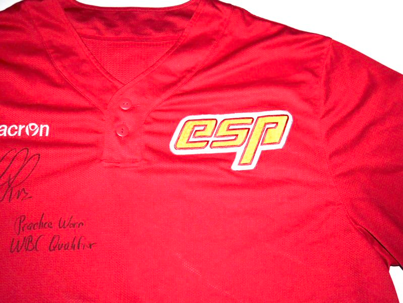 Rusber Estrada Player Issued & Signed Official Team Spain WBC #18 Pullover - Worn In Batting Practice for World Baseball Classic Qualifiers!