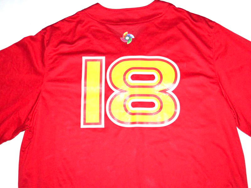 Rusber Estrada Player Issued & Signed Official Team Spain WBC #18 Pullover - Worn In Batting Practice for World Baseball Classic Qualifiers!