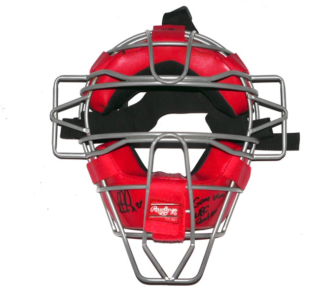 Rusber Estrada Team Spain Game Worn & Signed Rawlings Catcher's Facemask - Worn for World Baseball Classic Qualifiers!