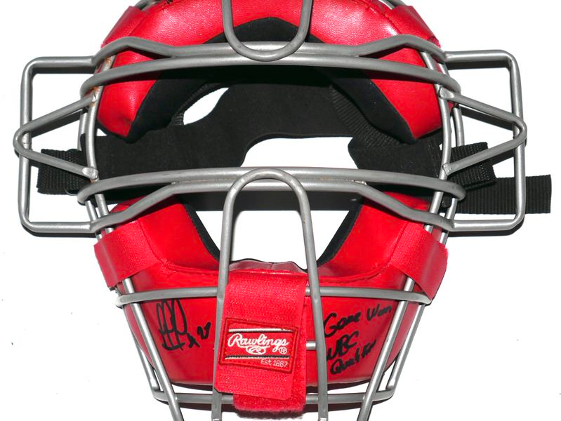 Rusber Estrada Team Spain Game Worn & Signed Rawlings Catcher's Facemask - Worn for World Baseball Classic Qualifiers!