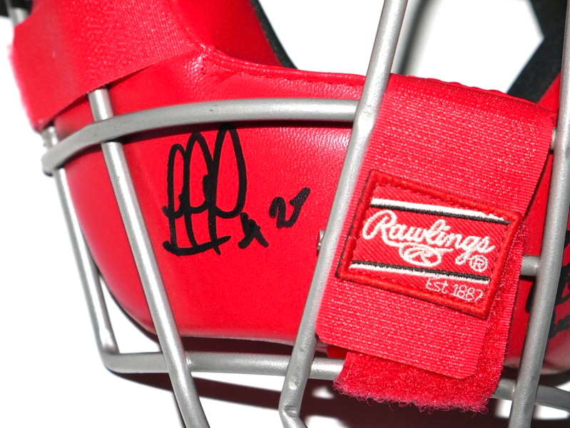 Rusber Estrada Team Spain Game Worn & Signed Rawlings Catcher's Facemask - Worn for World Baseball Classic Qualifiers!